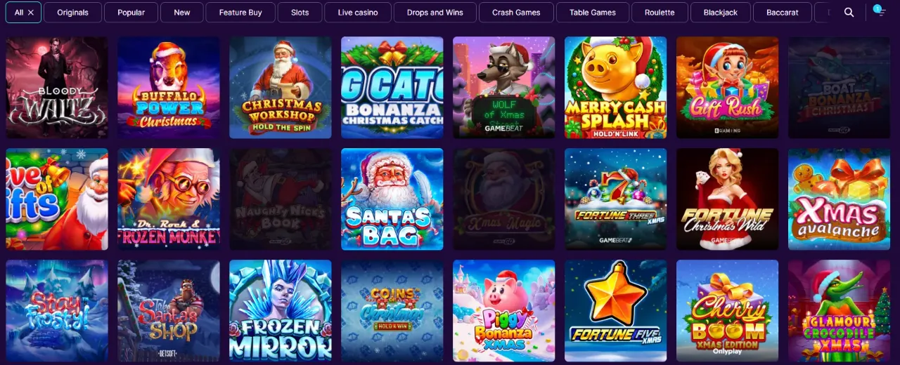 Raster van casino spelcategorieën slots tafelspellen