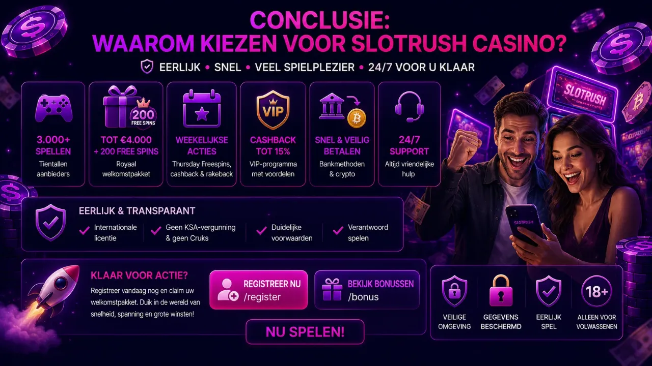 Spelers genieten van SlotRush casino-ervaring