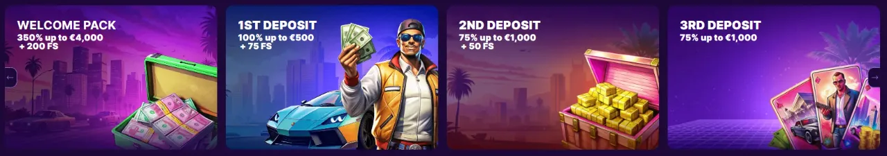 Welkomstpakket met gratis spins en stortingsbonussen